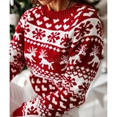 billiga Ful tröja-Ren Snöflinga Ful jultröja Jumper Dam Jul Vuxen Vuxna Jul julafton Jul Fest Topp