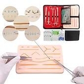 economico Forniture per ufficio-kit completo per la pratica della sutura per l&#039;addestramento alla sutura, incluso un grande tampone di sutura in silicone con ferite pretagliate e kit di strumenti di sutura