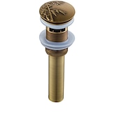 cheap Pop Up Drains-Brass Pop Up Sink Drain Stopper with Overflow Bathroom Faucet Vessel Vanity Sink Drainer Antique Brass