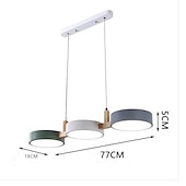 economico Luci Isola cucina-lampada a sospensione a led moderna in legno da 77 cm cavo regolabile 3000-6000k lampada a sospensione a 3 luci apparecchio per cucina sala da pranzo hotel negozio di abbigliamento ristorante