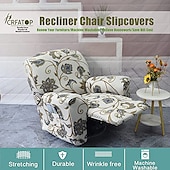 cheap Recliner Chair Cover-Recliner Covers Slipcovers Super Stretch Floral Printed Sofa Couch Cover Non Slip 1 Seater Lazy Boy Chair Covers Furniture Protector with Side Pocket for Living Room