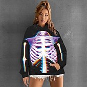 cheap Horror-Punk Gothic Skeleton Skull Hoodie Skull Front Pocket Graphic For Couple&#039;s Men&#039;s Women&#039;s Adults&#039; Masquerade 3D Print Casual Daily