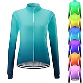 abordables Maillots pour femmes-Femme Maillot Velo Cyclisme manche longue Cyclisme Maillot Top avec 3 poches arrière VTT Vélo tout terrain Vélo Route Résistant aux UV Respirable Séchage rapide Poche arrière Jaune Rose Bleu Roi