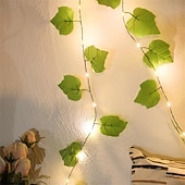 ieftine Acumulatoare-plante artificiale led snur de lumina 2m 20leds lumini de zâne creeper frunză verde Crăciun acasă nuntă în aer liber iedera viță de vie lampă decorare bricolaj suspendat grădină curte curte (fără