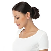economico Chignon-chignon disordinato capelli umani scrunchie istantaneo up-do ciambella chignon ricci ondulati posticci per le donne (#8 marrone/marrone chiaro)
