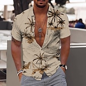 abordables Plantes tropicales-Homme Cocotier Plantes tropicales Chemise Chemise hawaïenne Chemise Aloha Manche Courte Chemise Col rabattu Mode Hawaïen Design Extérieur Plein Air Casual Jaune clair Blanche Jaune Print S M L