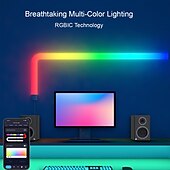 cheap Smart Lights-LED Smart Light RGBIC 3D Wall Light Glide Smart Wall Sconces for Gaming and Living Room Multicolor Customizable Music Sync Game Decor LED Light Bar Works with Alexa and Google Assistant