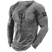 voordelige Vintage T-shirts-Voor heren T-shirt T-shirts Grafisch Nummer Kraag Kleding 3D-afdrukken Buiten Dagelijks Lange mouw Veters Afdrukken Ontwerper Stijlvol Vintage Basic