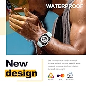 baratos Pulseiras de Apple Watch-5 Pack Pulseira Esportiva Compatível com Pulseira Apple Watch 38mm 40mm 41mm 42mm 44mm 45mm 49mm Masculino Impermeável Ajustável Silicone macio pulseira de substituição para iwatch Ultra 2 Series 9 8