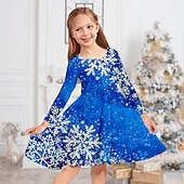 Lasten tyttöjen joulumekko mekko lumihiutalemekko lumihiutale pitkähihainen joululahjat rento pyöreä kaula-aukko ihana päivittäinen polyesteri polven yläpuolella oleva arkimekko kelluva mekko A-linjainen mekko syksy talvi 4-12 vuotta halpa Lasten joulumekot-Lasten tyttöjen joulumekko mekko lumihiutalemekko lumihiutale pitkähihainen joululahjat rento pyöreä kaula-aukko ihana päivittäinen polyesteri polven yläpuolella oleva arkimekko kelluva mekko A-linjainen mekko syksy talvi 4-12 vuotta