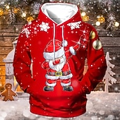 billiga Jultomtens outfit-jul jultomten för män 3d huvtröjor unisex tröja gul röd kungsblå blå grön huva jultomten grafiska tryck print dagliga sport 3d print designer ledig stor och lång vår &amp;amp;  falla