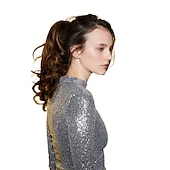 Χαμηλού Κόστους Αλογορουρές-hairpiece extensions ponytail ογκώδη κυματιστό ξανθό μείγμα h136
