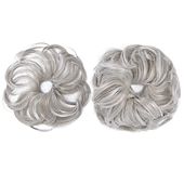 abordables Chignons-2pcs chignon désordonné chignon bouclé ondulé extensions de queue de cheval postiches cheveux chouchous wraps chignon pour femmes filles (plus chignon limité avec une longueur de cheveux plus longue