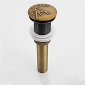 cheap Pop Up Drains-Brass Pop Up Sink Drain Stopper with Overflow Bathroom Faucet Vessel Vanity Sink Drainer Antique Brass