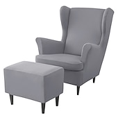 cheap Armchair Cover &amp; Armless Chair Cover-Stretch Wing Chair Cover Set with Ottoman Cover, Burgundy Spandex Stretch Wing Back Chair Cover Removable Machine Washable Armchair Chair Cover for Strandmon Chair
