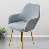 voordelige Fauteuil deksel en armloze stoelhoes-keukenstoelhoes effen kleur garengeverfde polyester kussenovertrekken