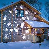 tanie Oświetlenie świąteczne-Snowflake lampa projektora oświetlenie świąteczne o wysokiej jasności wtyczka niskiego napięcia pilot boże narodzenie wewnątrz i na zewnątrz atmosfera dekoracyjna lampa projektora