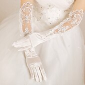 abordables Gants de Mariage-Polyester Genou Gant Fête / Soirée / à la mode Avec Couleur Pure / Ornement Gants de Mariage / Fête