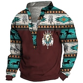 abordables Sweats 3D homme-Homme Tribal Imprimés Photos Sweat shirt Sweat manche longue Sweat-shirt Col Mao Vêtement de rue Design Décontractées 3D effet Casual du quotidien Des sports Imprimer Printemps &amp; Automne