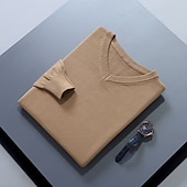 abordables Pull col rond-Homme Pull Chandail Pull en laine Pullover A côtes Tricoter Découpé Tricoté Couleur unie Col V Garder au chaud Moderne contemporain Travail Usage quotidien Vêtement Tenue Automne hiver Chameau Vin S