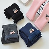 cheap Bottoms-Toddler Girls&#039; Fleece Lined Leggings Floral Active Outdoor 7-13 Years Fall Taro purple Black Pink
