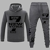 tanie podstawowe dresy-Męskie Dres Bluza Ściągana na sznurek 2-częściowa Litera Zestaw strojów Zestawy odzież Wiosna Jesień Zima Czarny Biały Trening w siłowni Jogging Szkolenie Keep Warm Miękka Odprowadza wilgoć Normalny