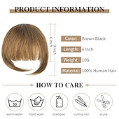billige Lokker-clip in bangs for kvinner 100 % hair extensions hairpieces flat bangs clip buet fransk smell for daglig bruk (lysebrun)
