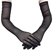 baratos Luvas-Luvas de Tule Comprimento de Cotovelo Elegantes  Simples com Cor Pura Luva de Casamento  Festa para impressionar