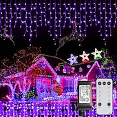 olcso Hálózatra csatlakoztatható elektronika-karácsonyi jégcsap fények kültéri dekoráció 10m 400 led 8 szín 8 mód vízálló meleg fehér fehér rgb 80 csepp karácsonyi eu dugj us plug uk plug au plug