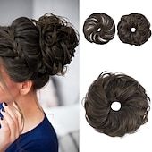 abordables Chignons-2pcs chignon désordonné chignon bouclé ondulé extensions de queue de cheval postiches cheveux chouchous wraps chignon pour femmes filles (plus chignon limité avec une longueur de cheveux plus longue