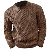 abordables Pull col rond-Homme Pull Chandail Robe pull Pull Pull en tricot A côtes torsadé Tricoter Découpé Tricoté Col Ras du Cou Moderne contemporain Usage quotidien Sortie Vêtement Tenue Automne hiver Noir Rose M L XL