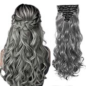 baratos Clip nas extensões-grampo em extensões de cabelo apliques de cabelo de 22 polegadas 7 peças/conjunto grampo em extensão de cabelo fibra sintética resistente ao calor para mulheres de uso diário fazer extensões de cabelo