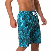baratos shorts de natação masculinos-Homens Bermuda de Surf Shorts de Natação Calção Justo de Natação Shorts de verão Bermudas Com Cordão com forro de malha Cintura elástica Impressão 3D oceano Respirável Secagem Rápida Comprimento do