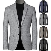 cheap Men&#039;s Trench Coat-Men&#039;s Winter Coat Wool Coat Overcoat Short Coat Blazer Formal Daily Wear Fall Winter Terylene Thermal Warm Outdoor Outerwear Clothing Apparel Fashion Modern Contemporary Plaid Pocket Turndown Single