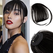cheap Bangs-Bangs Hair Clip in Bangs Hair Wispy Bangs Clip on Fringe Bangs for Women Air Bangs Flat Neat Bangs with Temples Hairpieces for Daily Wear