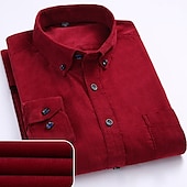 economico Camicie da uomo-Per uomo Camicie Matrimonio Per uscire Nero Rosso Marrone chiaro Blu Manica lunga Collo ripiegabile Primavera &amp; Autunno Abbigliamento