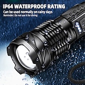 cheap Flashlights-High-power LED Rechargeable Flashlight with 30W Lamp Beads Portable Torch 7 Lighting Modes Zoomable Waterproof Camping Light