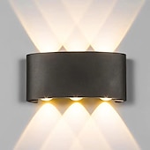 abordables appliques murales extérieures-led applique murale extérieure / intérieure 6w haut / bas éclairage intérieur double tête incurvée étanche ip65 applique murale lampe de chambre moderne lumière blanche chaude ac85-265v