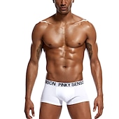 preiswerte Boxershorts für Herren-Herren 3 Pack Unterwäsche Unterwäsche Boxer Slip Polyester-Baumwoll-Gemische Waschbar Komfortabel Buchstabe Tiefe Hüfthöhe Schwarz Weiß