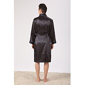 economico Vestaglie-Per uomo Plus Size Accappatoio Abito di seta Accappatoi Kimono di seta 2 pezzi Onde Semplice Comoda Interni Giornaliero Seta sintetica Poliestere Regalo Bavero Manica lunga Top dell&#039;accappatoio