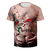 Christmas Men's Christmas Costume 3D T-shirts Tee Santa Claus Graphic Prints Crew Neck Pink 3D Print Outdoor Short Sleeve Print Clothing Apparel Sports Designer Casual Rude4