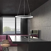 cheap Circle Design-1-Light LED Pendant Light 40cm 60cm 80cm Aluminum Acrylic Circle Gold White Black Painted Finishes Dimmable for Modern Simple Home Kitchen Bedroom 25W 38W 50W ONLY DIMMABLE WITH REMOTE CONTROL