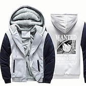 cheap Cartoon &amp; Movie Character Graphic-One Piece Monkey D. Luffy Hoodie Anime Outerwear Anime Graphic For Couple&#039;s Men&#039;s Women&#039;s Adults&#039; Hot Stamping Casual Daily
