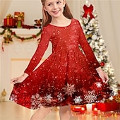 Lasten tyttöjen joulumekko mekko lumihiutalemekko lumihiutale pitkähihainen joululahjat rento pyöreä kaula-aukko ihana päivittäinen polyesteri polven yläpuolella oleva arkimekko kelluva mekko A-linjainen mekko syksy talvi 4-12 vuotta halpa Lasten joulumekot-Lasten tyttöjen joulumekko mekko lumihiutalemekko lumihiutale pitkähihainen joululahjat rento pyöreä kaula-aukko ihana päivittäinen polyesteri polven yläpuolella oleva arkimekko kelluva mekko A-linjainen mekko syksy talvi 4-12 vuotta