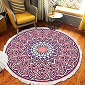 preiswerte Wohn- und Schlafzimmerteppiche-Runder Teppich mit Mandala-Quaste im Ethno-Stil, Wohnzimmer, Schlafzimmer, Couchtisch, Bodenmatte