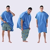 abordables Les serviettes-Peignoir à langer serviette poncho à capuche serviette à langer légère à séchage rapide extra longue en microfibre poncho de surf taille universelle pour hommes femmes adultes, convient pour la
