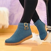 levne Kotníkové boty-Dámské Boty Semišové boty Větší velikosti Venkovní Kancelář Denní Kotníkové boty Booties Zima Přezky Rovná podrážka Oblá špička Na běžné nošení Chůze Umělý semiš Zip Světle hnědá Černá Světle modrá