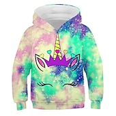 economico Cartone animato 3D della ragazza-Bambino Da ragazza Felpa con cappuccio Animali Informale Manica lunga Tasche stile sveglio 7-13 anni Autunno Multicolore Nero Rosa