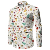 abordables Tenue de Père Noël-chemises imprimées père noël pour hommes chemises arbre père noël vacances col classique vert armée vert rouge blanc décontracté manches longues imprimé vêtements vêtements mode style ethnique