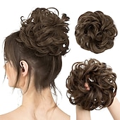 cheap Chignons-Messy Hair Buns Hair Piece Curly Hair Scrunchies for Women Girls Hairpieces Wavy Donut Hair Pieces Hair Bun Updo Hair Chignons